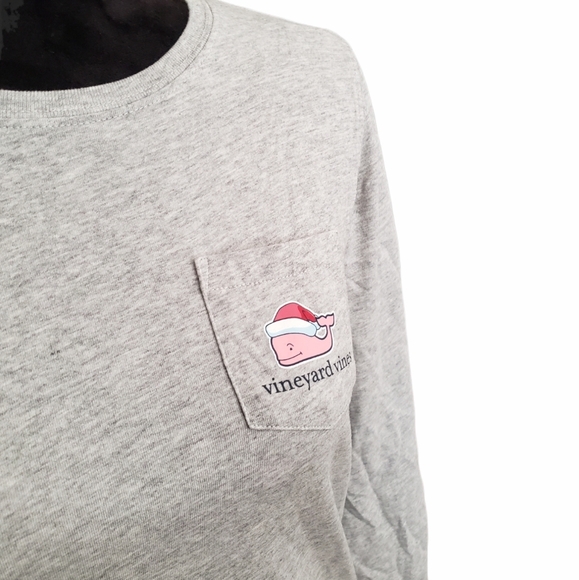 NWT Vineyard Vines Gray 2017 Christmas Holiday LS Pocket Tee - Picture 3 of 6